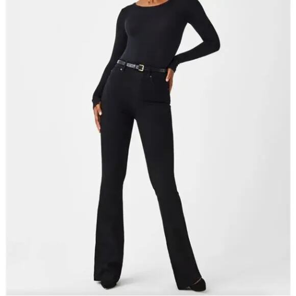 SPANX SPANXshape Everywear Flare Jeans Clean Black Sz L {3P17} - Picture 1 of 7